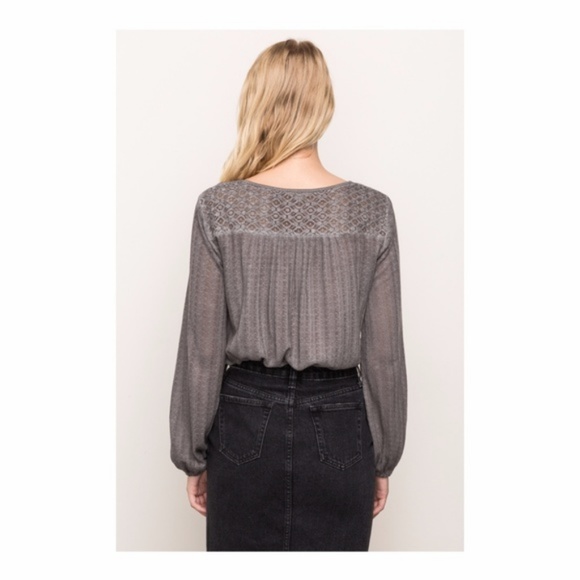 Mystree lace panel fabric mix knit top - Picture 5 of 5